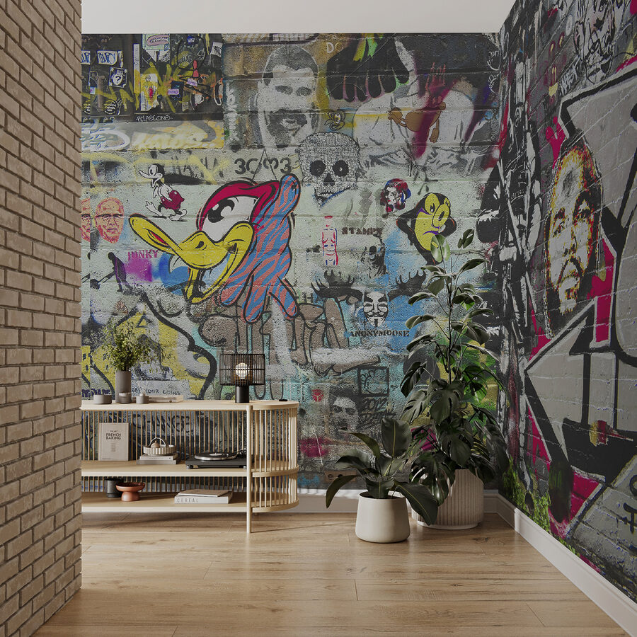 Papier peint Mur couvert de graffitis – Image 7