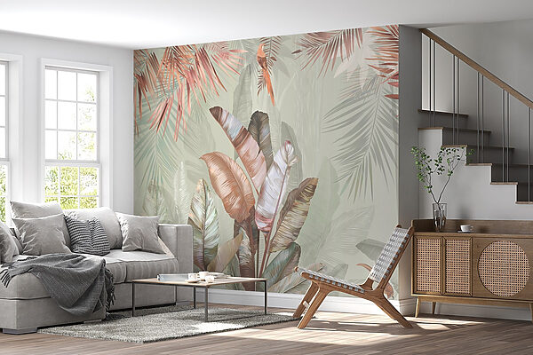 Feuillage tropical dans des tons doux et pastel. Feuillage tropical dans des tons doux et pastel.