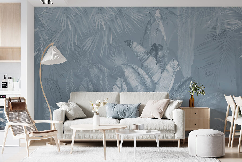 Serene jungle foliage in soft hues