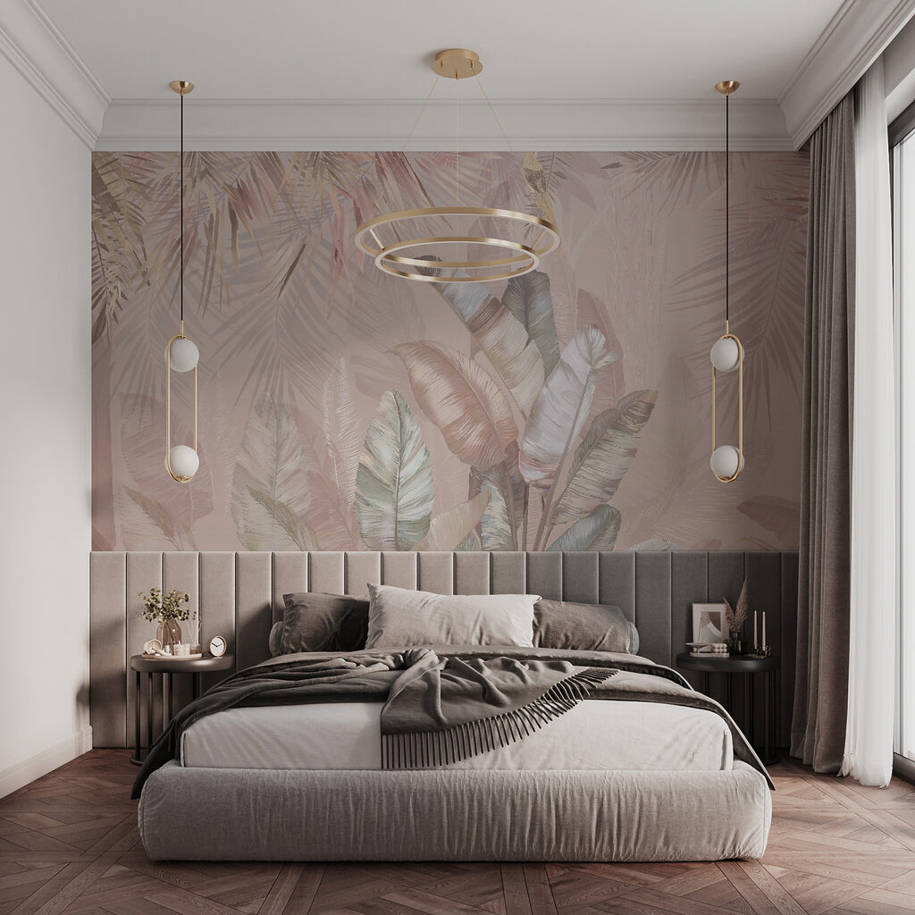 Tropical leaves in soft pastel hues Tropical leaves in soft pastel hues