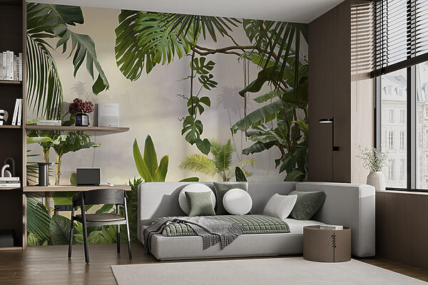Groupe de plantes avec arbres et fleurs Groupe de plantes avec arbres et fleurs
