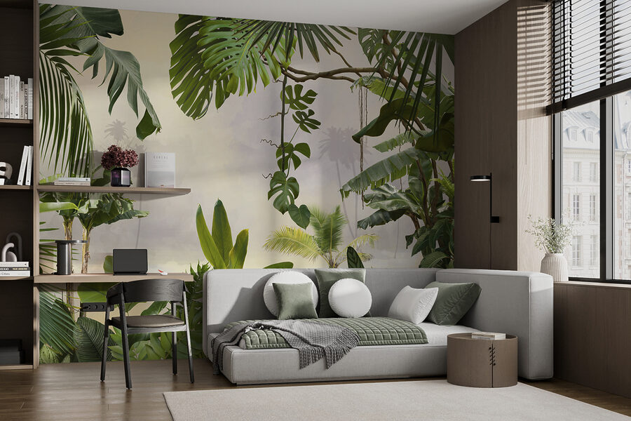 Groupe de plantes avec arbres et fleurs Groupe de plantes avec arbres et fleurs