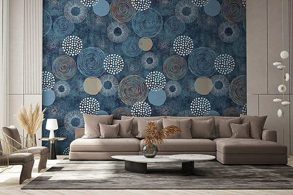 Motif bleu et blanc avec des cercles Motif bleu et blanc avec des cercles