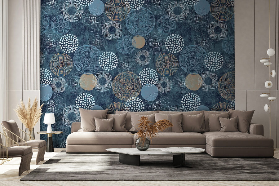 Motif bleu et blanc avec des cercles