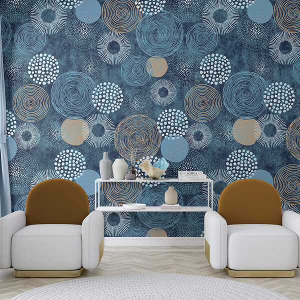 Motif bleu et blanc avec des cercles Motif bleu et blanc avec des cercles