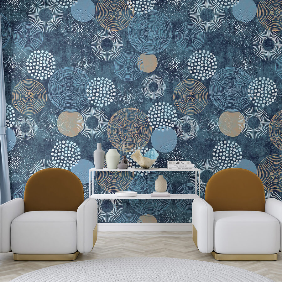 Motif bleu et blanc avec des cercles