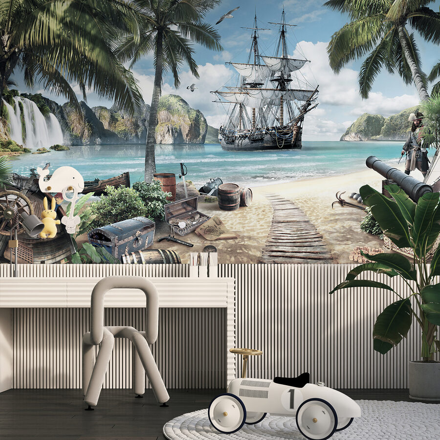 Peinture d'un bateau sur une plage
