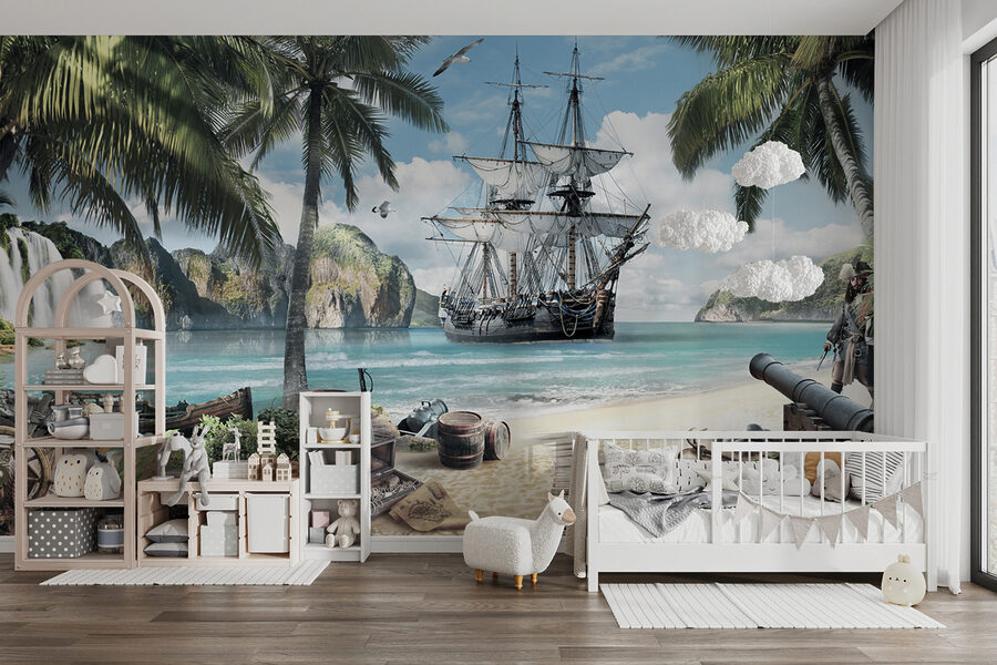 Peinture d'un bateau sur une plage
