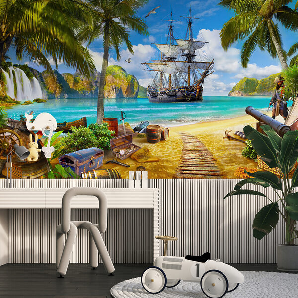 Bateau pirate sur une plage Bateau pirate sur une plage