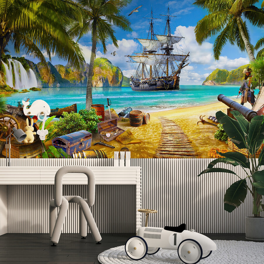 Bateau pirate sur une plage