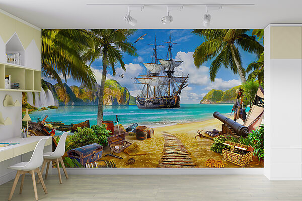 Bateau pirate sur une plage Bateau pirate sur une plage