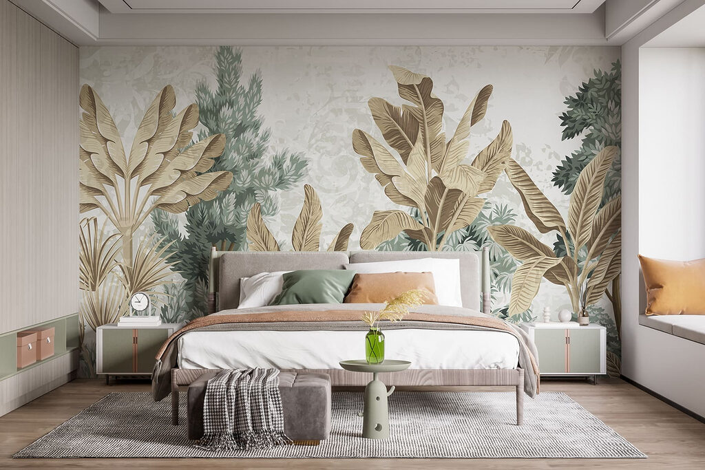 Wallpaper with a variety of plants