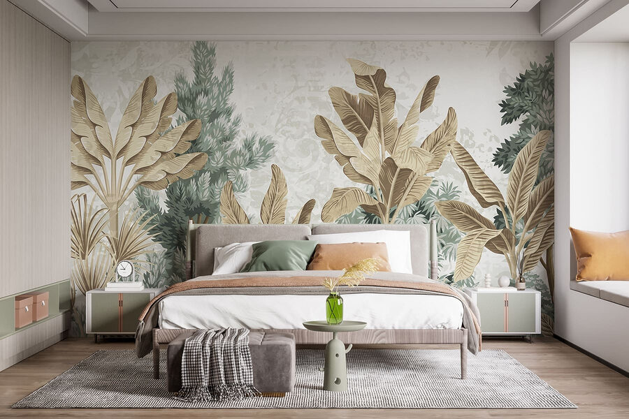 Papier peint avec une variété de plantes