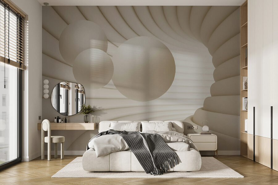 Objet circulaire blanc avec des boules