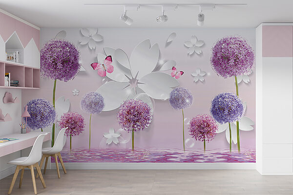 Fleurs violettes et papillons Fleurs violettes et papillons