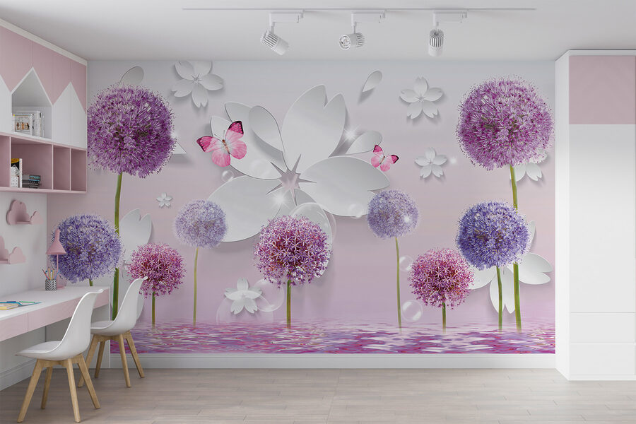 Fleurs violettes et papillons Fleurs violettes et papillons