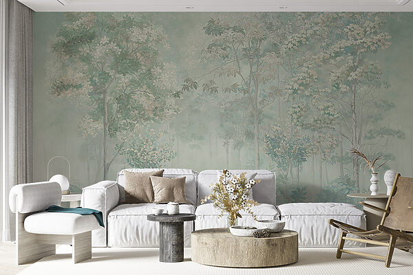 Papier peint avec des arbres et des plantes Papier peint avec des arbres et des plantes