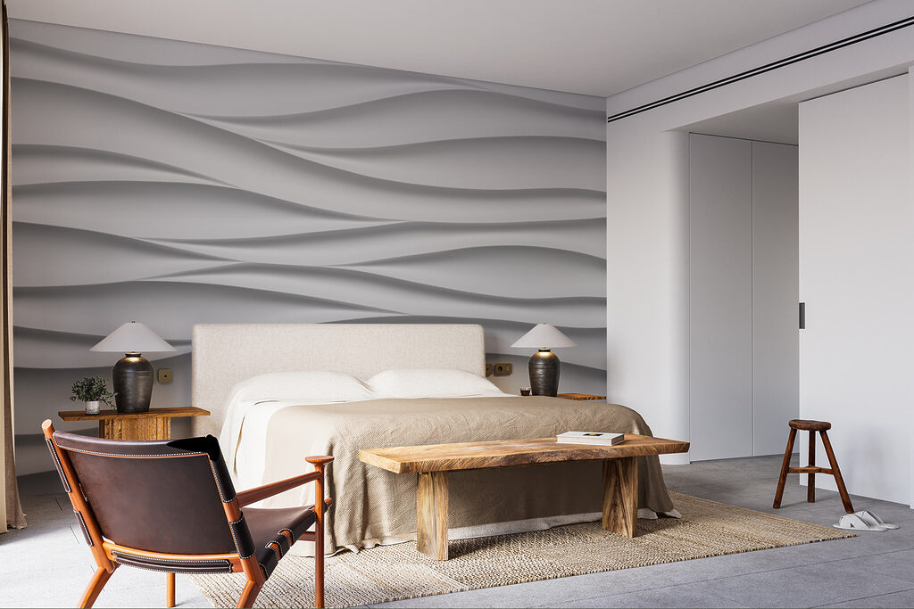 White wall with wavy lines White wall with wavy lines