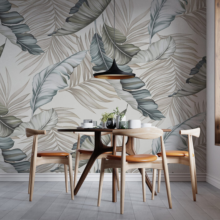 Motif de feuilles sur fond blanc