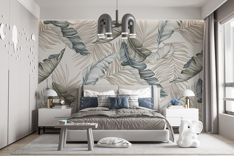 Motif de feuilles sur fond blanc