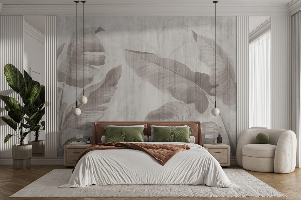 Elegant botanical leaf design in neutral tones