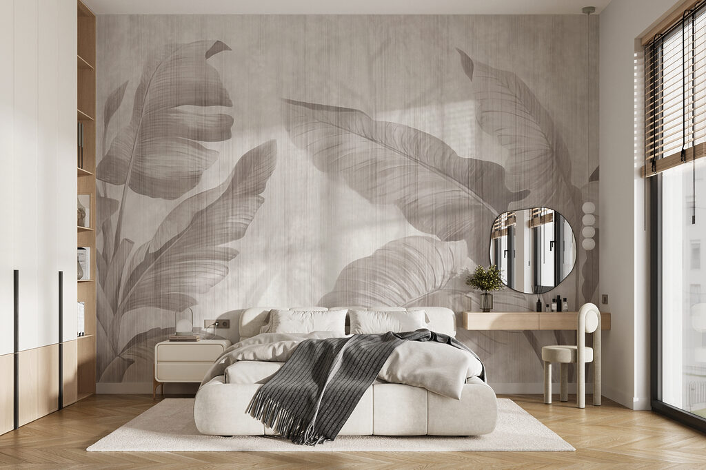 Elegant botanical leaf design in neutral tones
