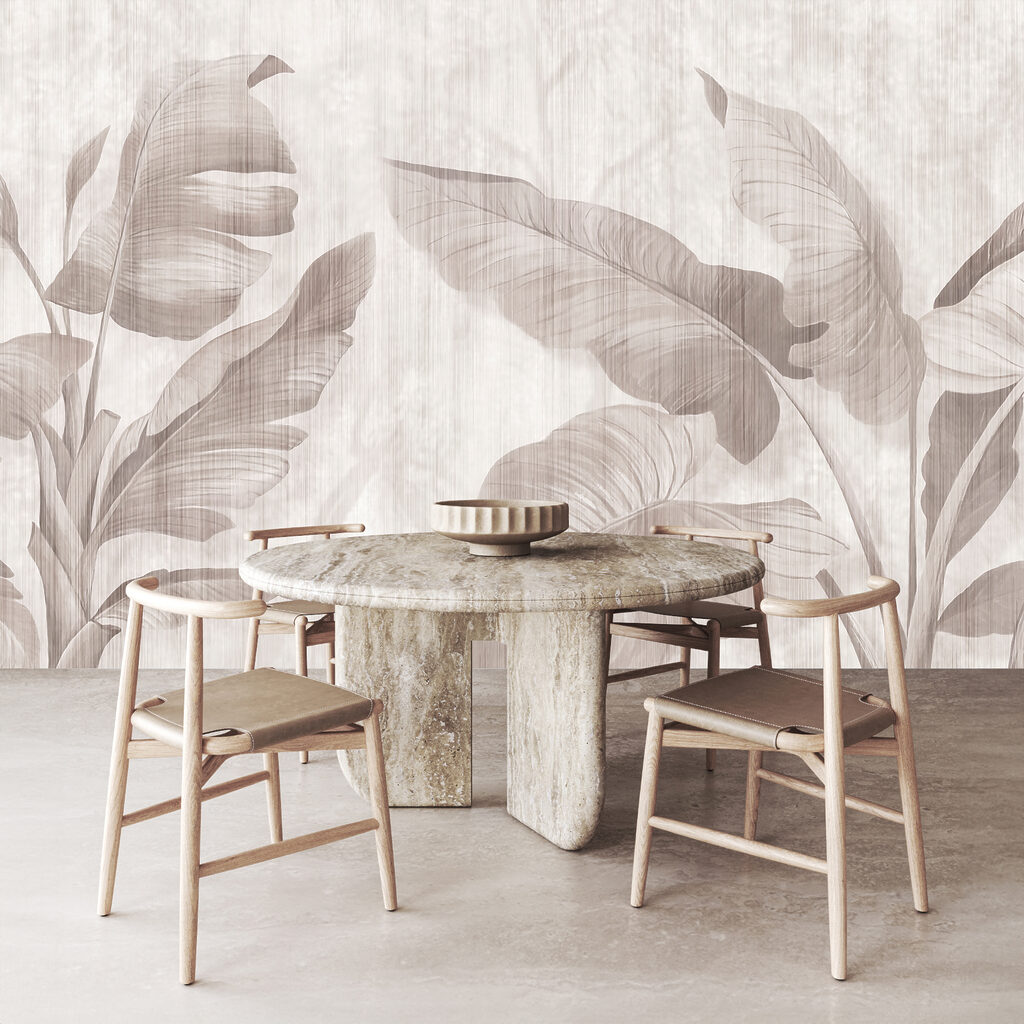 Elegant botanical leaf design in neutral tones