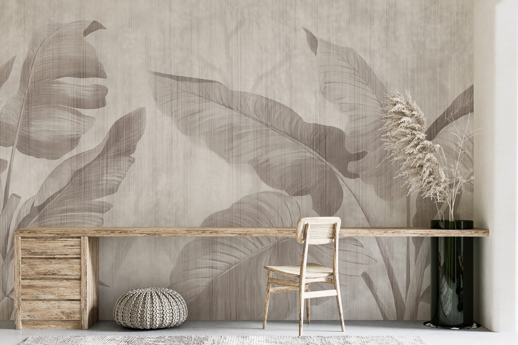Elegant botanical leaf design in neutral tones