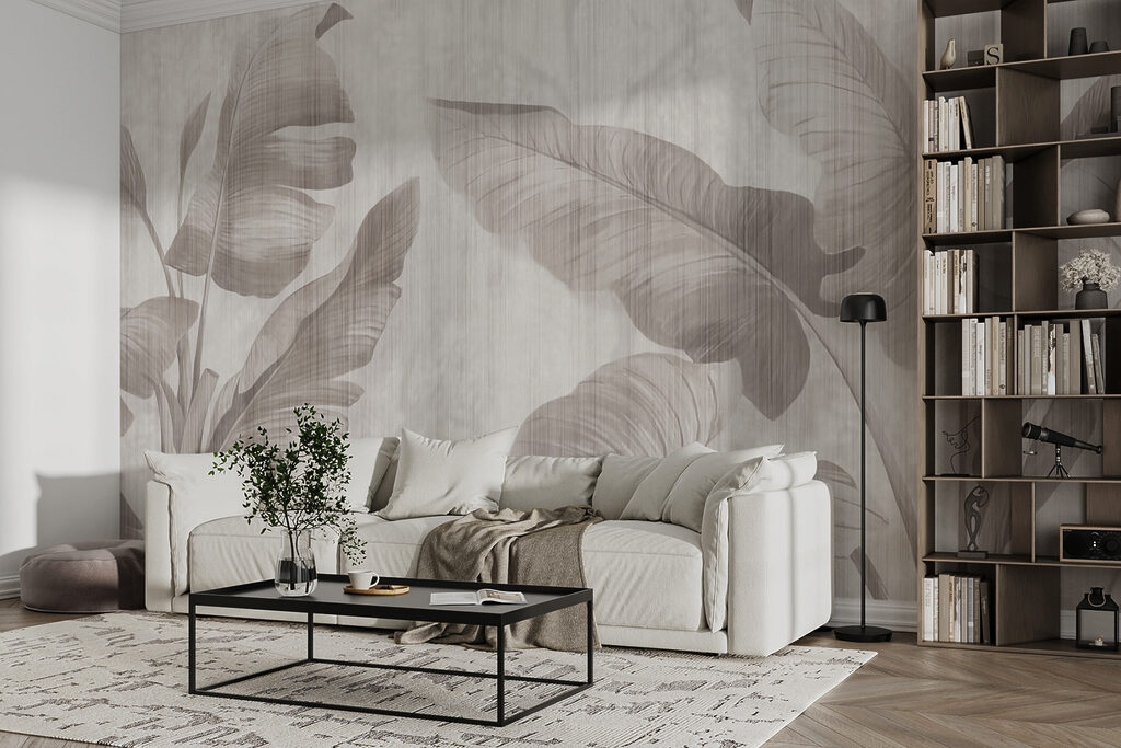Elegant botanical leaf design in neutral tones