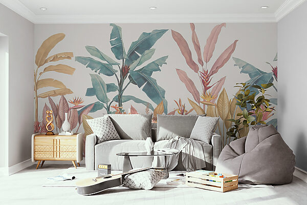 Papier peint avec des plantes et des fleurs Papier peint avec des plantes et des fleurs