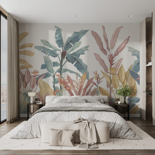 Papier peint avec des plantes et des fleurs Papier peint avec des plantes et des fleurs