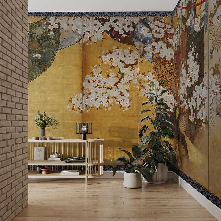 Écran avec une peinture représentant un arbre