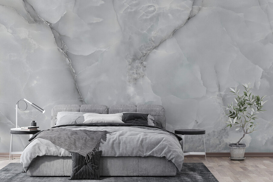 Élégant motif marbré aux tons froids.