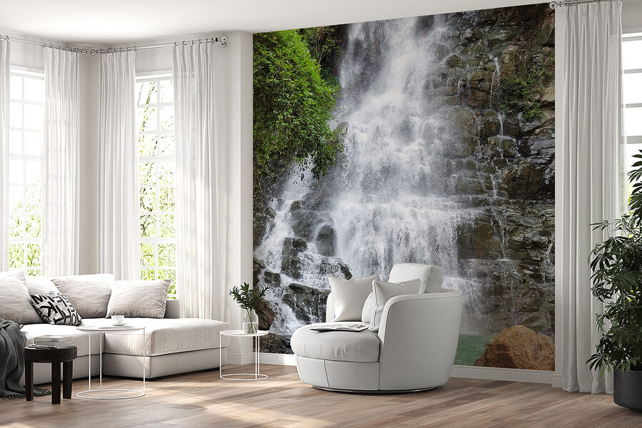 Cascade avec rochers et arbres
