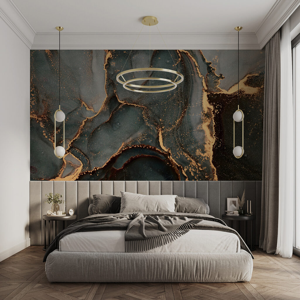 Swirling hues of teal and copper Swirling hues of teal and copper