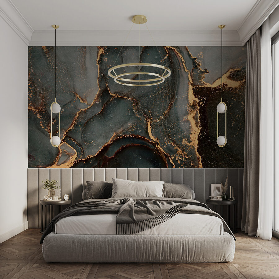 Des teintes tourbillonnantes de sarcelle et de cuivre