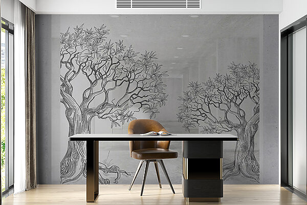 Groupe d'arbres dessinés sur le mur Groupe d'arbres dessinés sur le mur