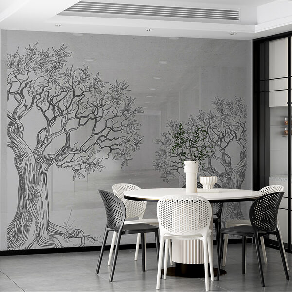 Groupe d'arbres dessinés sur le mur Groupe d'arbres dessinés sur le mur