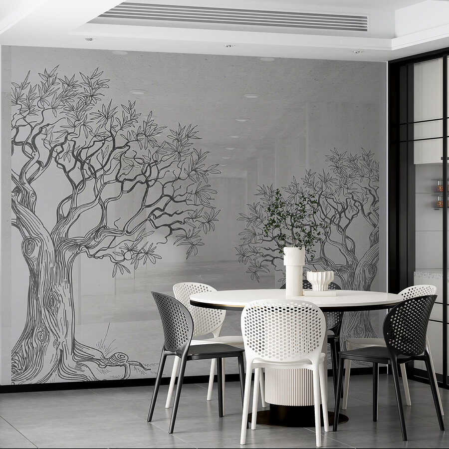 Groupe d'arbres dessinés sur le mur Groupe d'arbres dessinés sur le mur