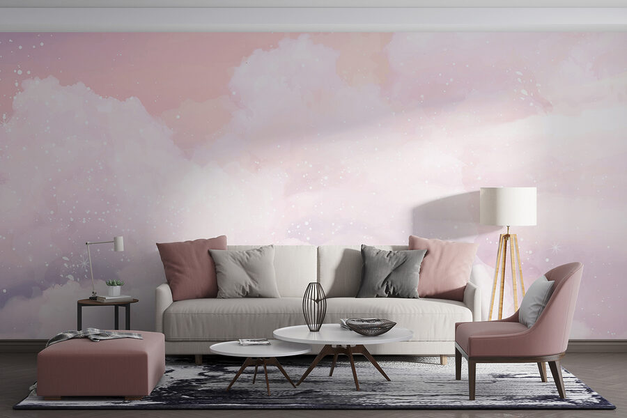 Ciel rose avec nuages