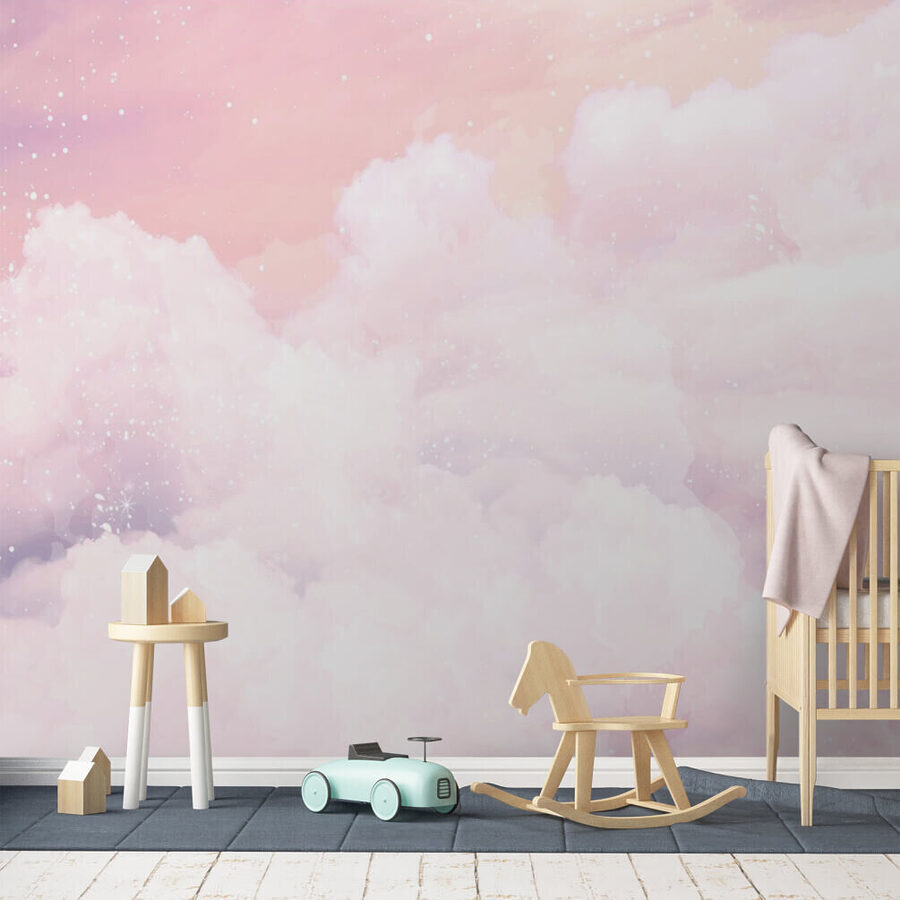 Ciel rose avec nuages
