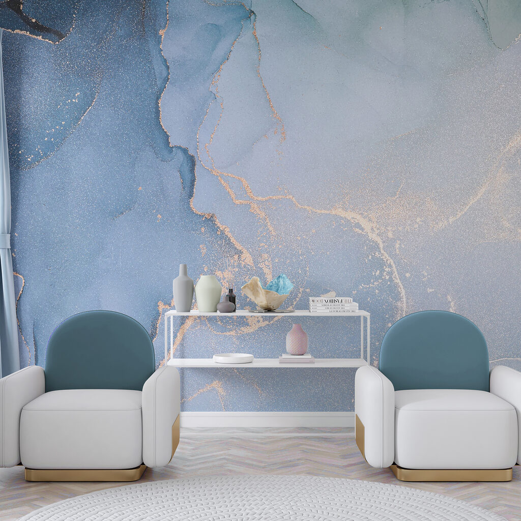 Azure artistry with amber accents