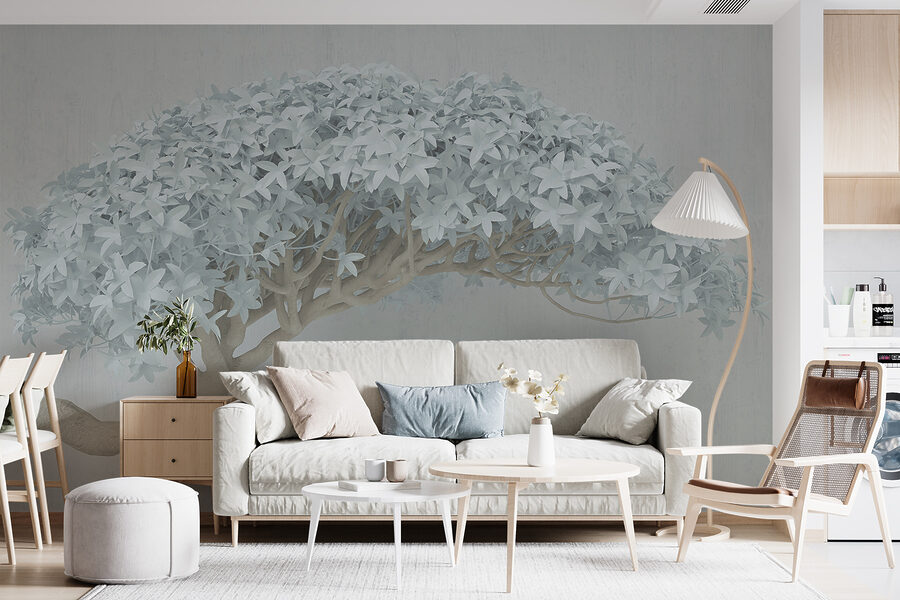 Arbre blanc avec des feuilles blanches