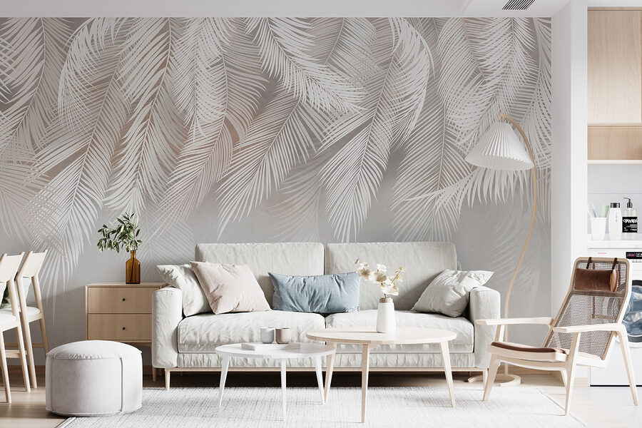 Motif de plumes blanches sur fond blanc