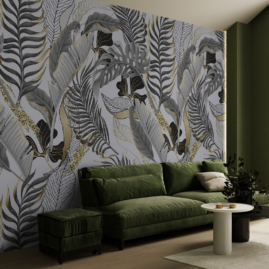 Motif de feuilles et de fleurs