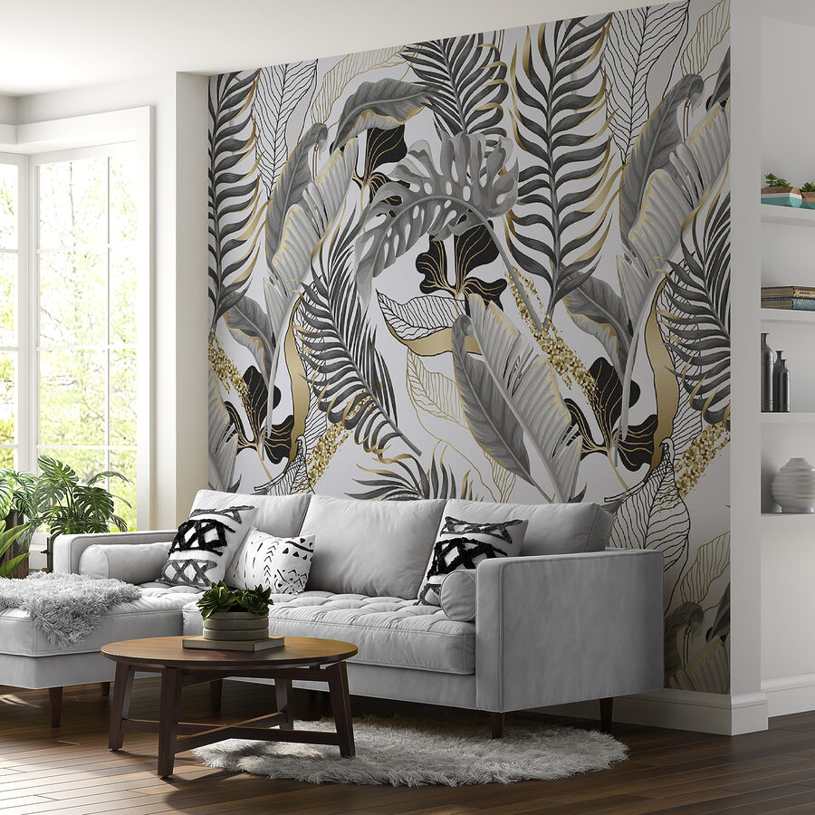 Motif de feuilles et de fleurs