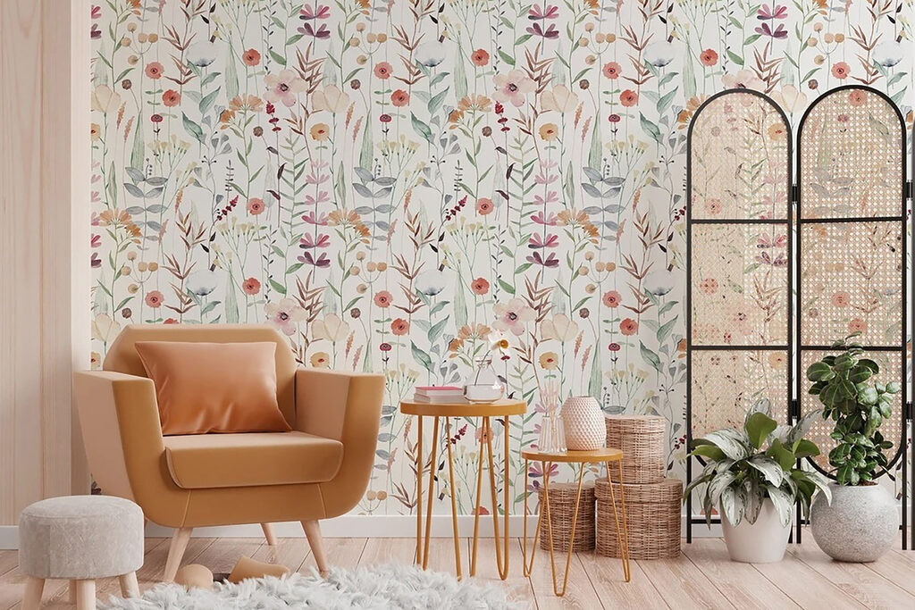 Pattern of flowers and plants