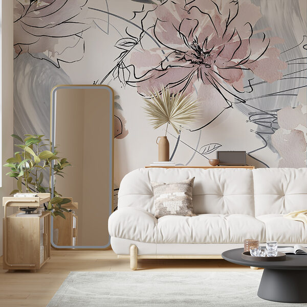 Motif floral avec des fleurs noires et blanches Motif floral avec des fleurs noires et blanches