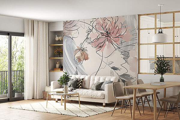Motif floral avec des fleurs noires et blanches Motif floral avec des fleurs noires et blanches
