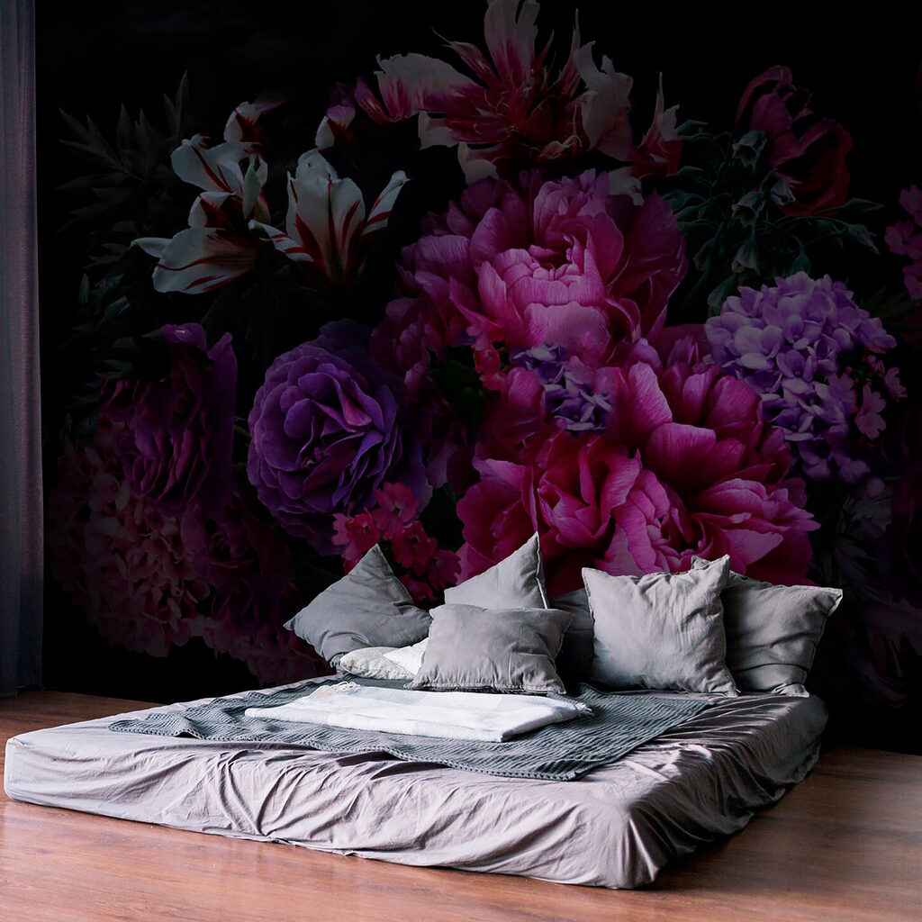 Group of flowers on a black background